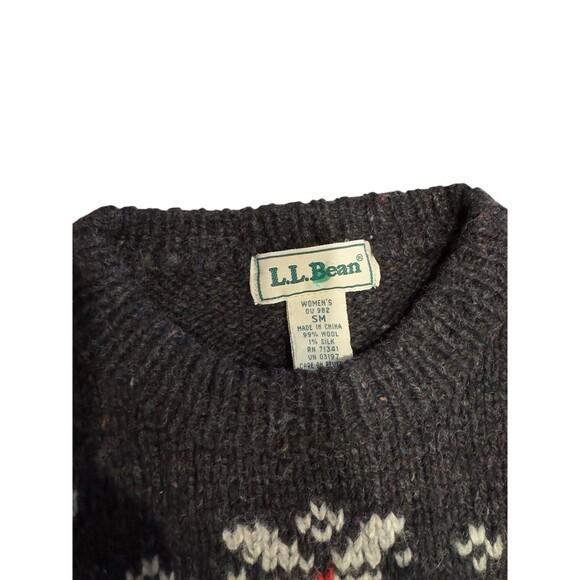 Vintage LL Bean Christmas Sweater Women's Small 100% Wool Reindeer Chunky Knit - Picture 4 of 6